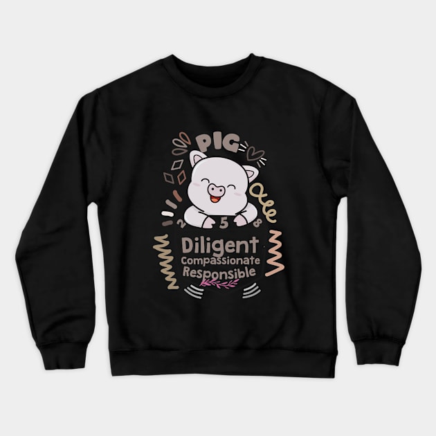 Earth-tone Color Pig Personality Diligent Compassionate Responsible Chinese Zodiac Year 2031 Crewneck Sweatshirt by PongPete